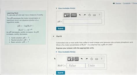 Solved Learning Goal To Calculate Ph And Use It As A Me