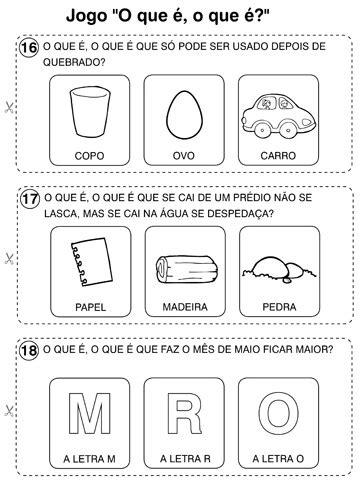 JOGO: O QUE É, O QUE É? - PARA IMPRIMIR | Educação infantil