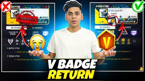 Finally My V Badge And Id Return ️😭after 8 Months Thanks Garena🙏 Youtube