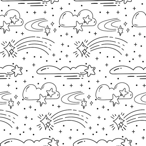 Premium Vector Cute Hand Drawn Shooting Star Doodle Seamless Background