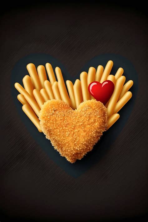 Illustration - Heart-shaped Chicken Nuggets with Fries Stock Vector ...