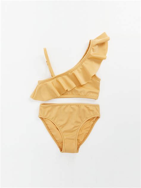 Sarı Fırfır Detaylı Kız Çocuk Bikini S BH Z J R LCW