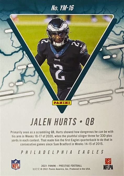 Jalen Hurts Panini Prestige Football Philadelphia Eagles Youth