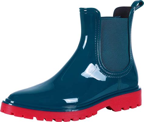 Evshine Ankle Rain Boots For Women Waterproof Platform Chelsea Boots Teal 55