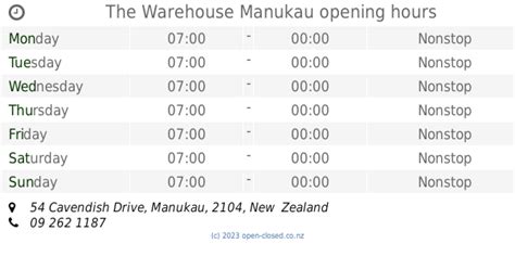 The Warehouse Manukau opening hours (2019 update)