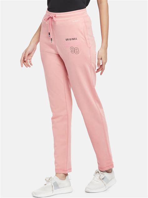 Buy Ajile By Pantaloons Women Pink Solid Pure Cotton Joggers Track