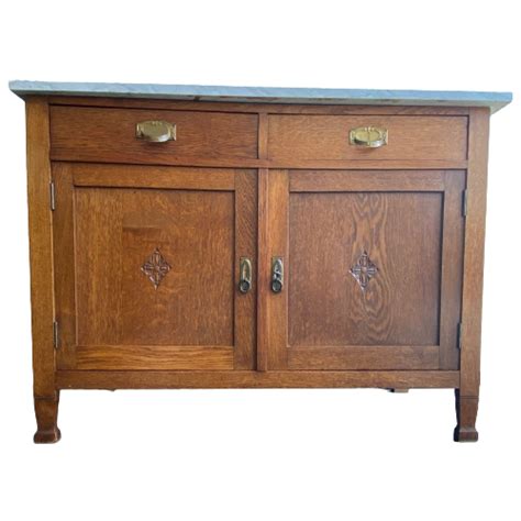 Bekijk Vintage Eiken Dressoir Commode Met Marmeren Blad Op Reliving