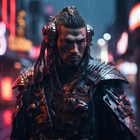 Premium AI Image | shot of samurai Cyberpunk samurai surrounded by city ...