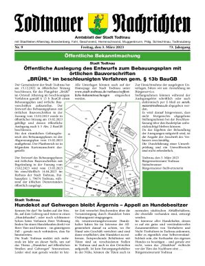 Ausfüllbar Online Amtsblatt der Stadt Todtnau mit Stadtteilen Aftersteg