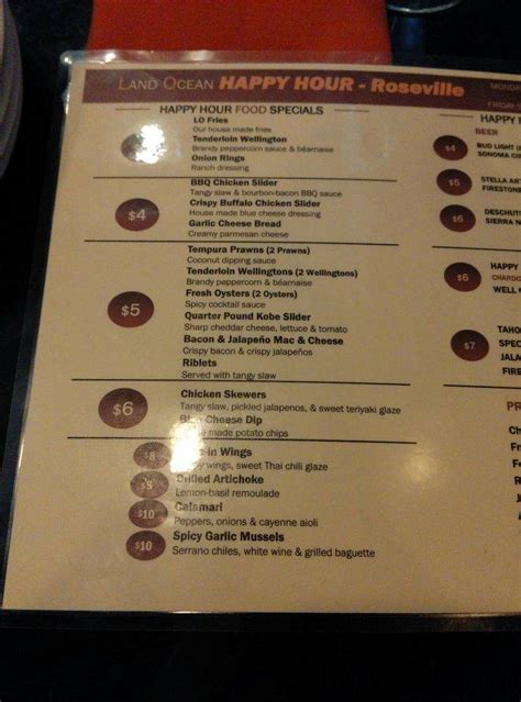 Menu at Land Ocean Restaurant Roseville, Roseville