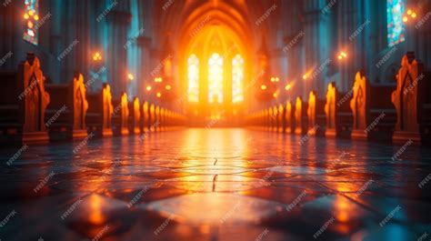premium photo gothic cathedral interior background texture  warm