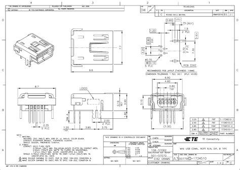 1734510 Drawing Datasheet By Te Connectivity Amp Connectors Digi Key