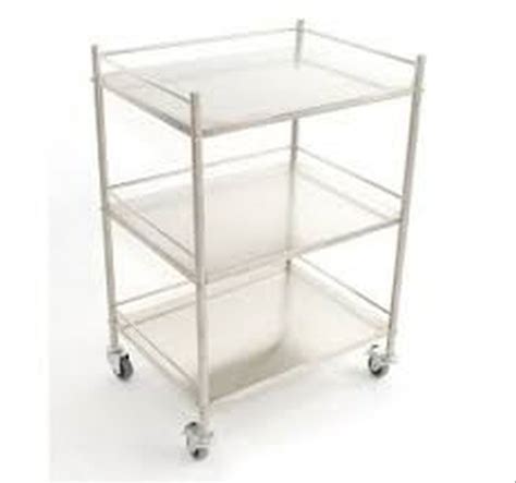 Silver Stainless Steel Ss Instrument Trolley For Hospitals Size 18