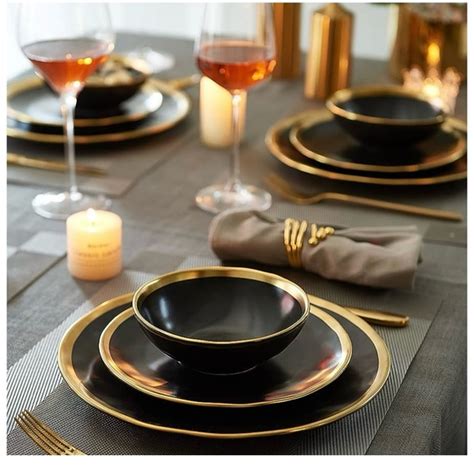 Pokini Kitchen Pokini Matte Black Plates And Bowls Sets Piece