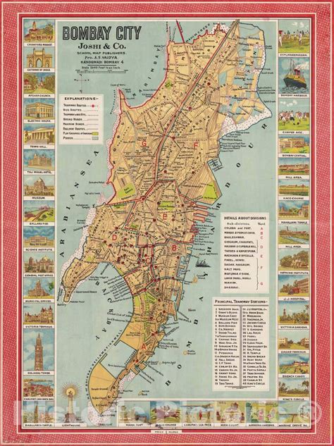 Antique Map Of Mumbai Old Mumbai Map Mumbai Wall Map Mumbai Wall Art