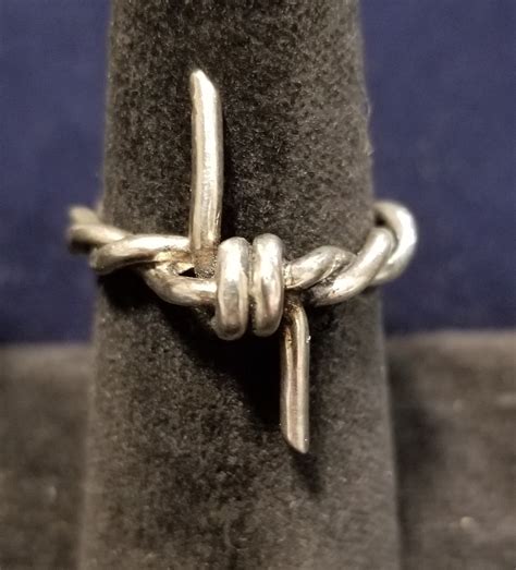 Thin Sterling Silver Barbed Wire Ring Etsy