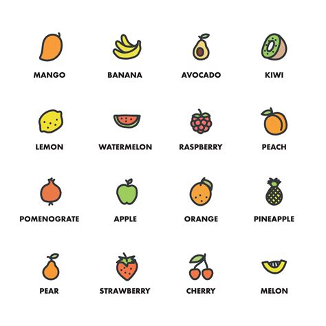 Small Doodled Fruit Icons 12675610 Vector Art At Vecteezy