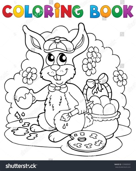 Coloring Book Rabbit Theme 3 Vector Stock Vector (Royalty Free ...