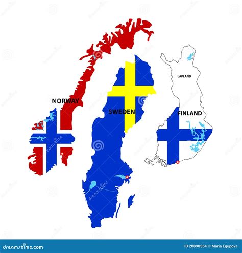 Isolated Maps Of Norway, Sweden And Finland Stock Images - Image: 20890554