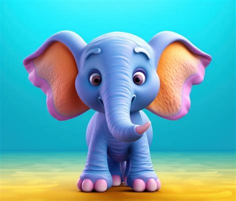 Premium AI Image | A blue elephant with big ears and a big nose