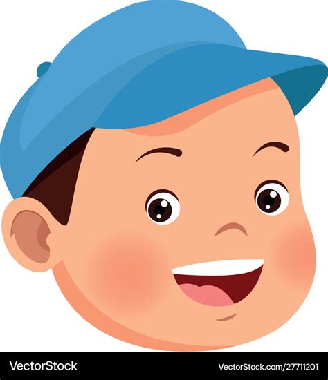 Cartoon Boy Wearing A Cap Icon Flat Design Vector Image