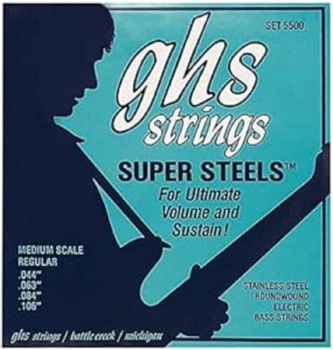 Ghs Strings 4 Super Steels Stainless Steel Bass Strings Scale Medium 044 Ebay