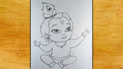 Cute Krishna Drawing Bal Gopal Drawing For Beginners Step By Step