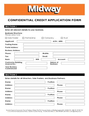 Fillable Online CONFIDENTIAL CREDIT APPLICATION FORM Fax Email Print