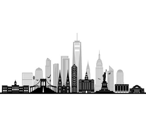 NEW YORK City SKYLINE Outline Silhouette Vector Svg Eps Jpg - Etsy UK