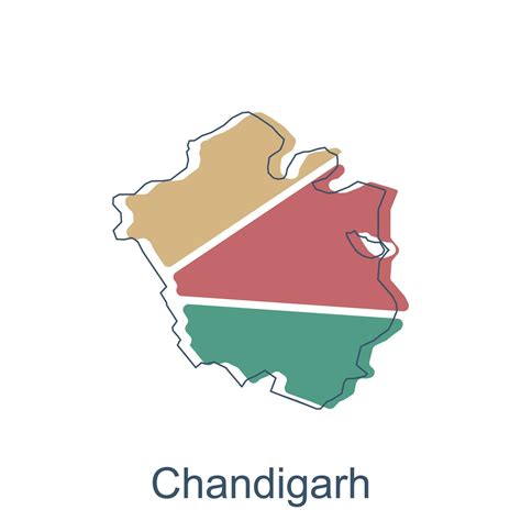 Map Of Chandigarh Illustration Design With Black Outline On White