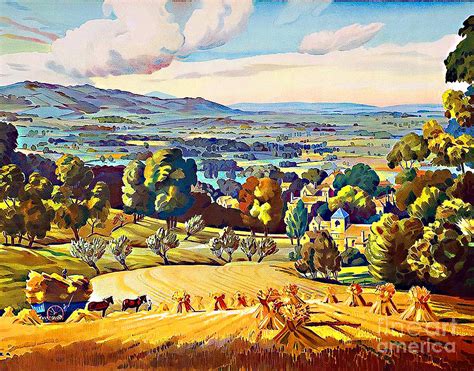 The Cotswolds England Harvesting Painting By Michael Collins Fine Art