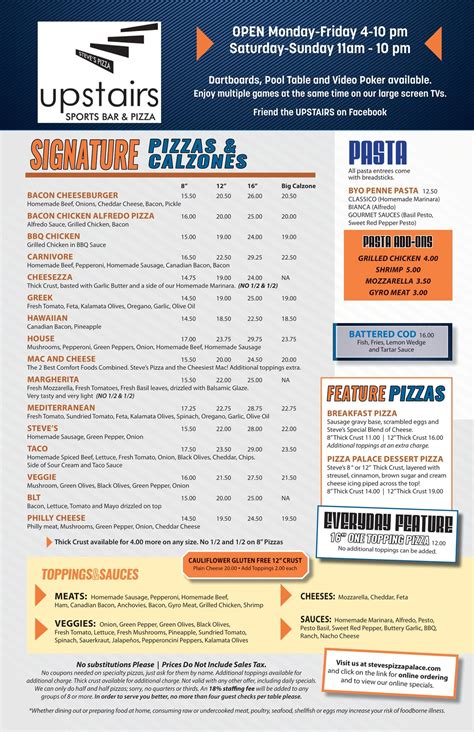 Menu | Steve’s Pizza Palace