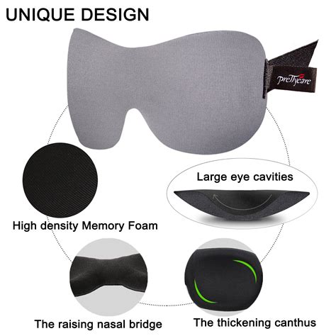 3D Sleep Mask By PrettyCare 2Pack Grey And Black Prettycare