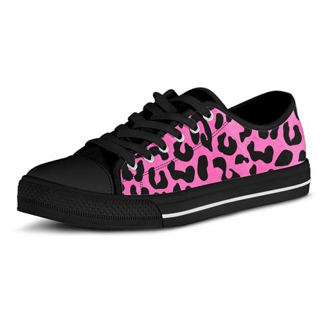 Pink Leopard Print Animal Print Low Top Shoes Sneakers Etsy