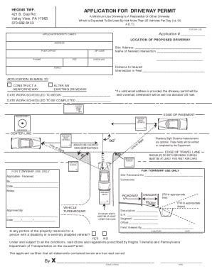 Fillable Online ApplICatIon For DrIVeWay PERMIT Psatstwp Org Fax