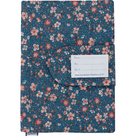 Protège carnet de santé fleuri nude ardoise Papa Pique et Maman Coud