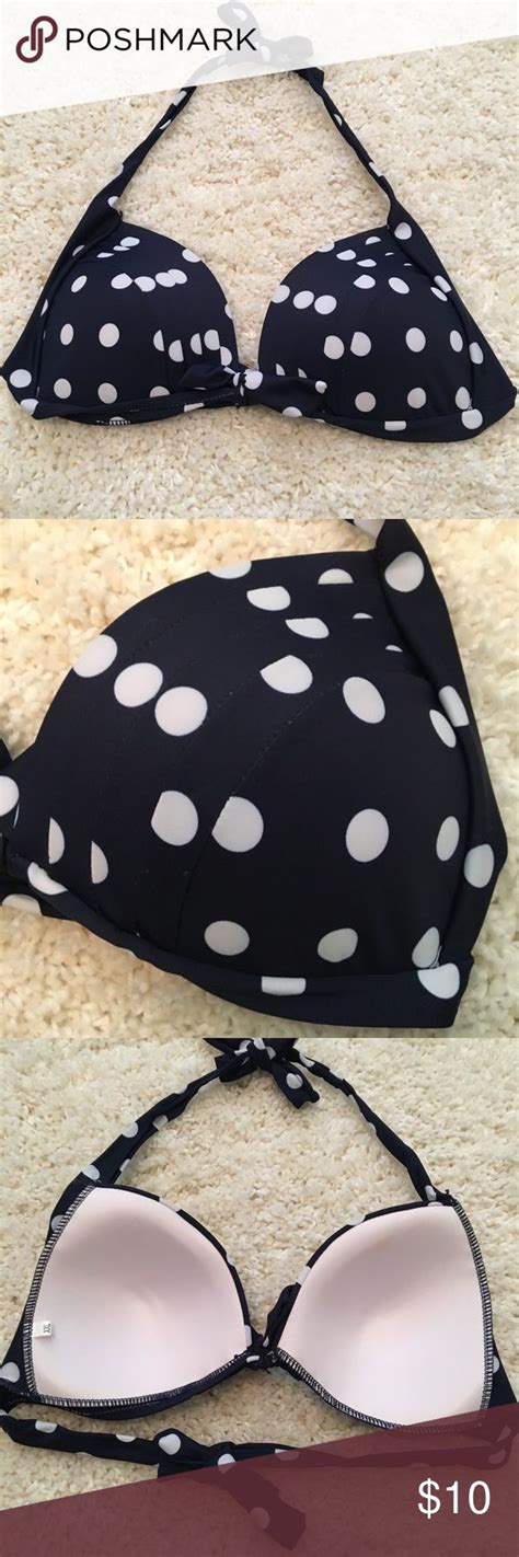 Size Large Navy Blue Polka Dot Bikini Top This Faux Tie Front Bikini