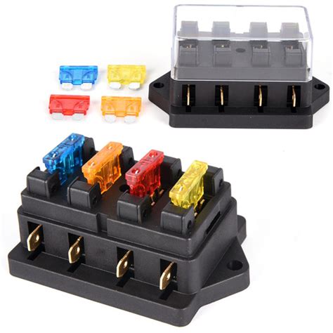 Car 4 Way Circuit Standard ATO Blade Fuse Box Block Holder 12V 24V 4