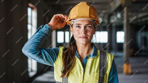 Premium Photo A Woman Wearing A Yellow Hard Hat Is Wearing A Yellow