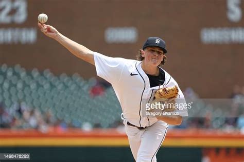 Reese Olson Of The Detroit Tigers Throws A First Inning Pitch Against