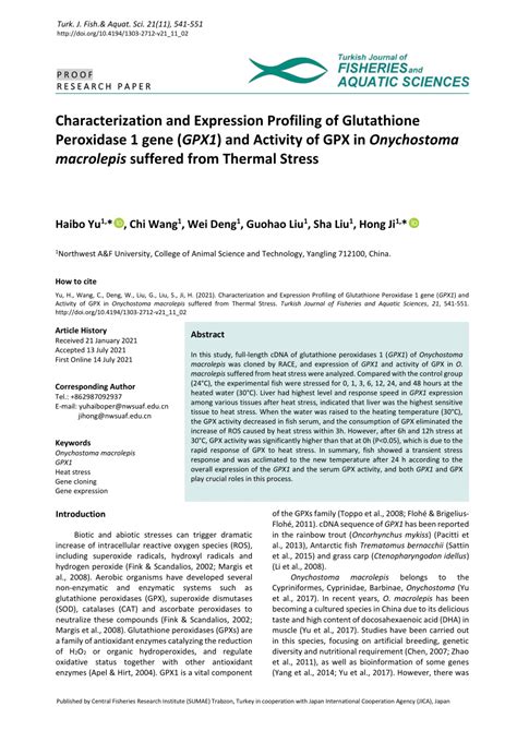 PDF Characterization And Expression Profiling Of Glutathione