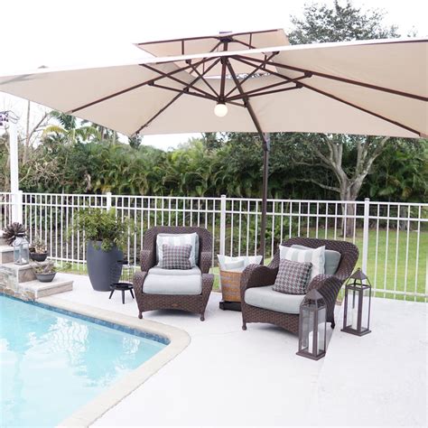 9 X 12 Feet Rectangular Offset Cantilever Umbrella With Solar Lights