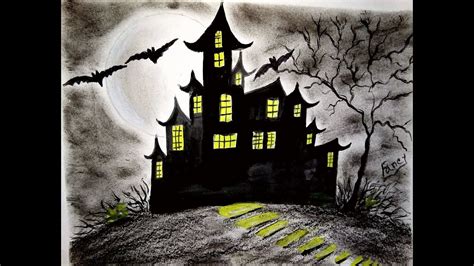 Realistic Scary Haunted House Drawing