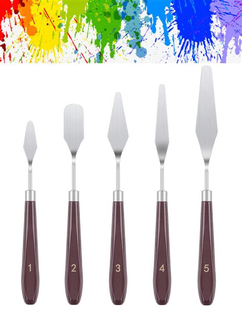 5PCS Stainless Steel Painting Knives Set For Oil Acrylic Canvas Mixing