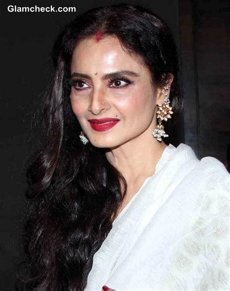 Rekha in White and Gold Saree – at the special screening of film ...