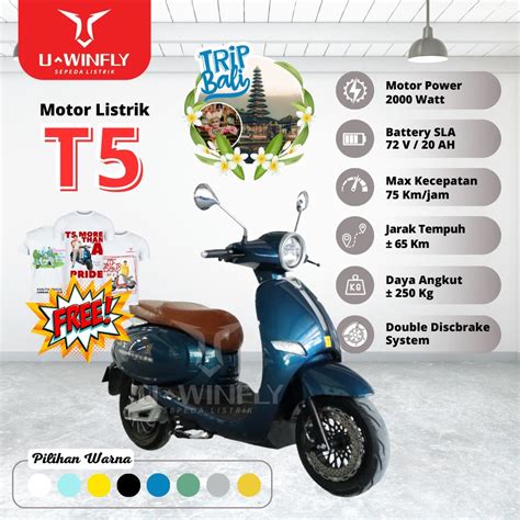 Jual Uwinfly Sepeda Motor Listrik Type T5 Skuter Vespa Listrik Garansi