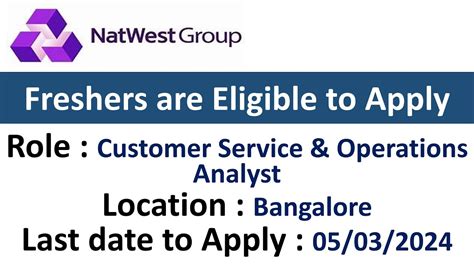 NatWest Group Hiring Customer Service Operations Analyst Freshers