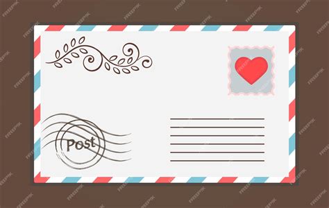 Premium Vector | Cute white sealed envelope with heart stamp and ...