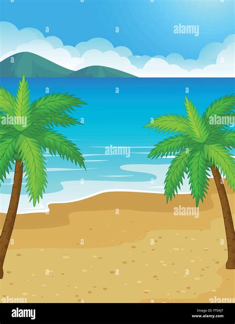 Beach Background With Coconut Tree Stock Vector Image And Art Alamy