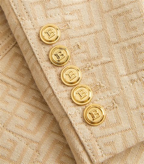 Balmain Nude Cotton Piqu Monogram Jacquard Blazer Harrods Uk